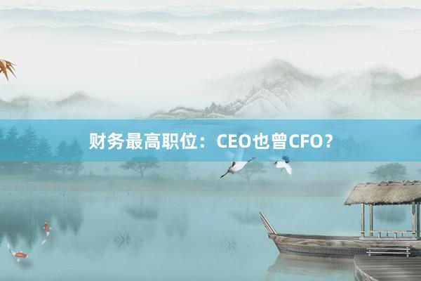 财务最高职位：CEO也曾CFO？